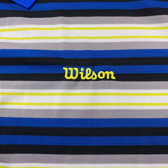 Wilson Golf Shirt Men Extra Large XL Blue Black Gray Green Striped Polo Outdoor - Picture 2 of 7
